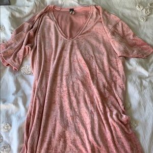 Smocky velvet tee shirt dress pink free people